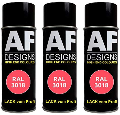 Alex Flittner Designs 3x RAL Lackspray Autolack Buntlack Spraydose RAL3018 ERDBEERROT seidenmatt