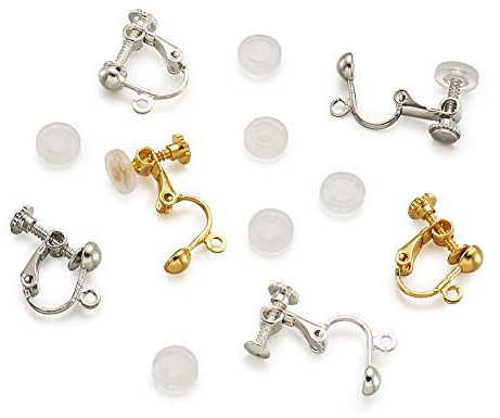 Craftdady 30 Stück Ohrclips Konverter Schraube Einstellbar Rückseite Ohrring Clips mit Komfort Ohrring Pads für nicht gepiercte Stecker in Clip auf Ohrring Schmuckherstellung