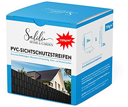 Salilio Bandes brise-vue pour panneaux à double fil - 35 m - 35 clips - 700 g - Brise-vue pour le jardin - Particulièrement durable - Anthracite (gris)