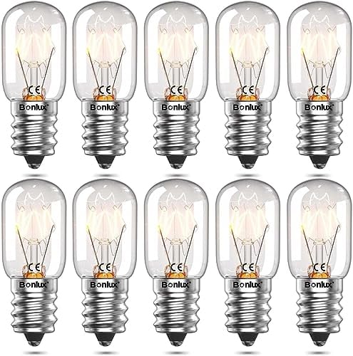 Bonlux Backofenlampe 20W 300 Grad Ofen Glühbirne E14 SES T22 Pygmy Lampen, Dimmbar, 150LM, Warmweiß 2700K, LED Ersatzlampe für Himalaya Salzlampe, Mikrowelle, Kühlschrank, 10 Stück