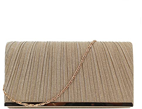 MEGAUK Damen Glitzer Clutch Unterarmtasche mit Abnehmbare Kette für Hochzeit Wedding Ball Bankett Prom Party, Gold