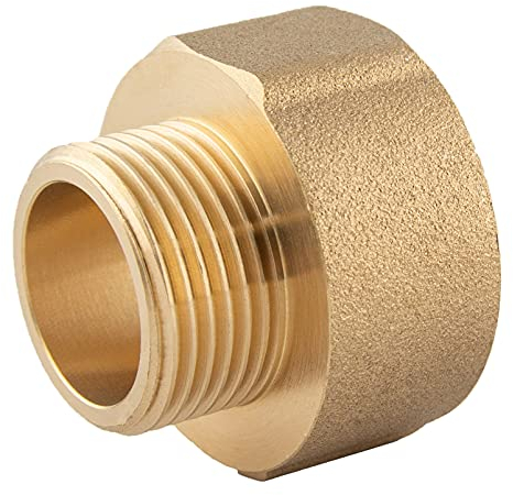 konst-install Messing Muffennippel reduziert 3/4 auf 1/2 Zoll (IG Ø 24,1mm x AG Ø 21mm), Reduzierstück Innengewinde auf Außengewinde, Reduzierung IG auf AG, Gewinde-Fitting