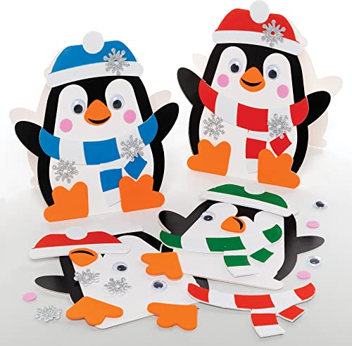 Baker Ross FE834 Pinguin Karten Bastelset - 6er Pack, Kartenrohlinge für die Kartenherstellung, Gestalte deine eigenen Weihnachtskarten, Ideal für Kinder-Kunst- und Bastelprojekte