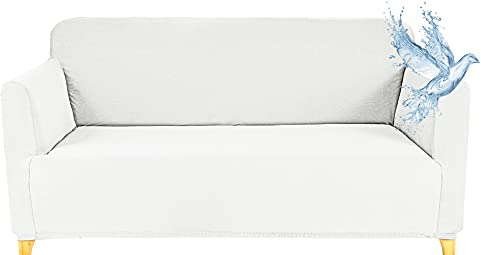 Poligino Sofabezug 2 Sitzer Wasserdicht, Sofahusse Elastisch Universal, Sofa Cover Stretch 2 Sitzer (130-170 cm) Weiß