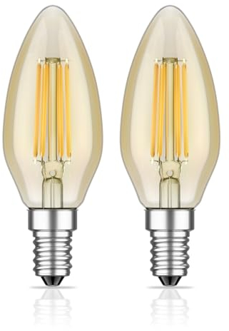 ledscom.de 2 Stück E14 LED Leuchtmittel, Kerze, extra warmweiß (2500 K), 4,1 W, 458lm, goldfarben