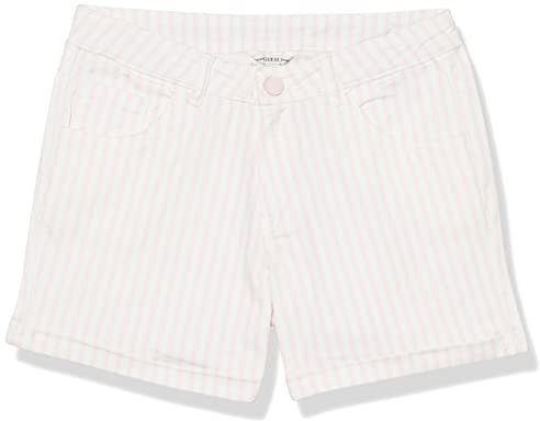GUESS Pantaloncini in denim elasticizzato a righe da ragazza, Bianco / Rosa A Righe, 14 anni