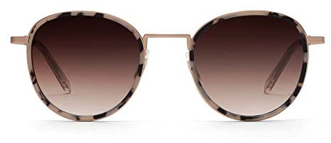 TAKE A SHOT - Havana Sonnenbrille für Damen Rund Rose-Gold mit Edelstahl Rahmen, Braune Gläser, UV400 Schutz, ADA: Pebble Rose Brown Gradient