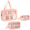 Evmyo 3 in 1 Beauty Case Donna da Viaggio 3 Pezzi Borse da Toilette Impermeabile Trasparenti Borse Cosmetica Grande Trousse Porta Trucchi Borsa per WC Trasparente Donna e uomo (Rosa)