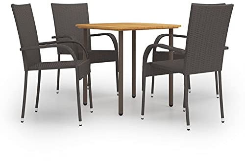 Yolola Poly Rattan Gartenmöbel Set für 4 Personen - Gartengarnitur Sitzgruppe Sitzgarnitur Sitzgruppe Gartenaus Stapelstühlen & Esstisch - Sitzgruppe - Braun
