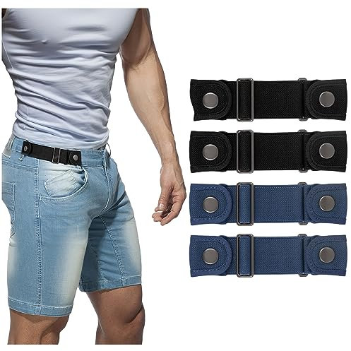 BELTROAD Gürtel ohne Schnalle für Männer und Frauen, Seitengürtel ohne Schnalle, elastisch, verstellbar, unsichtbar, keine Schnalle, Schwarz, Schwarz, Blau, Blau