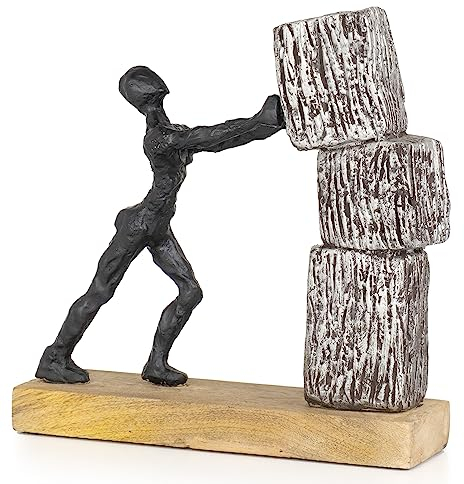 Moritz Skulptur I braun Unterstützung I 27,5 x 8 x 27,5 cm I Holzdeko I Skulpturen Deko I Modern I Wohnzimmer I aus Holz I Holzskulptur