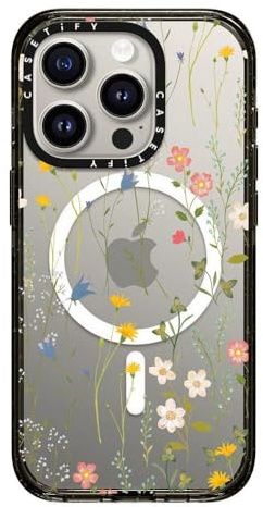 CASETiFY Impact Schutzhülle für iPhone 15 Pro [Kompatibel mit Magsafe / 4X Falltest in Militärqualität / 2,5 m Fallschutz] – Dreamy Floral Pattern - Schwarz
