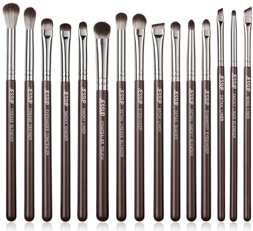 Jessup Pinselset Makeup Pinsel Set Augen Make up Pinsel Set professionell 15-teilig Augenpinsel Set brauner Lidschattenpinsel Augenbrauen Concealer Eyeliner Blenderpinsel T499