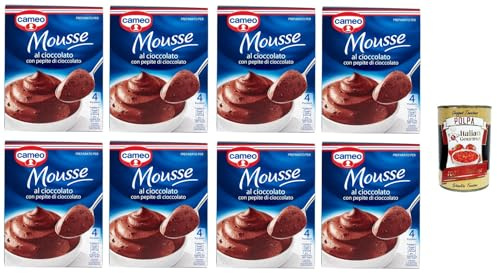 Italian Gourmet Mousse al cioccolato Dessert Schoko-Creme 8 x 98g fein | Preparato rapido da montare, consistenza soffice; für cremige Nachspeisen im, Gesamtnettogewicht 784 g + Kostenlos Polpa 400g