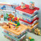 Toys Storage Organizer Box for Lego, Toy Storage Box with Building Plate Lid and Removable Tray, Building Block Storage, Stackable Plastic Organizer Bins(Red)