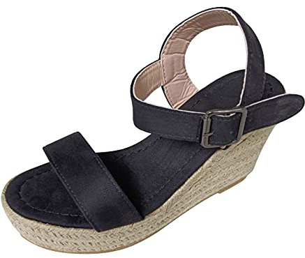 LTWOTEJNG Zehenweben Fersengröße Schnalle Gürtel Sommer Keilsandalen Hang offene große Frauen Frauen Sandalen Langlaufski Set Damen Klassisch Mit Bindung Und Schuhe (Black, 42)
