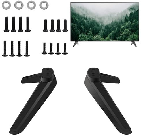 Gambe per TV Nere - Supporto di Montaggio per Mobile TV da Tavolo, Piedini di Ricambio Adatti per Televisori da 27 a 55 Pollici