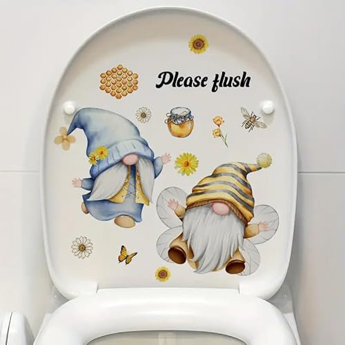 TOLOVIS Santa Claus Letters Toilet Cover Sticker Decals,Flower leaf bird Waterproof Toilet Lid Tank Seat Decals Cistern Self-Adhesive Bathroom Wall Sticker, TOLOVIS-001