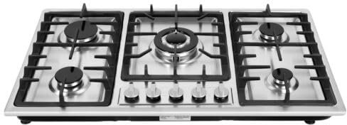 5 Brenner Gaskochfeld Hockerkocher Gasherd Einbauherd Für Erdgas/Propangas Herd Flammen für Standherd Edelstahl