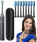 Electric Toothbrushes Adults, Rechargeable SonicToothbrush with 6 Modes 2-Min Smart Timer, 40,000 VPM Motor with 8 Brush Heads & Travel Case, OneCharge for 180 Days, SonicToothbrushes for Kids,Black