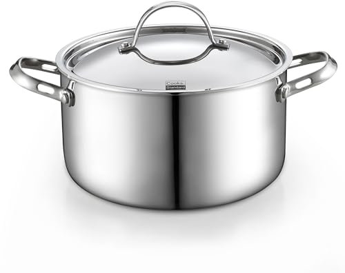 Cooks Standard Multi-Ply Clad Stainless Steel Stock Pot, 6-Quart Pasta Cooking Canning Pot with Lid, Deep Stockpot Induction Cookware