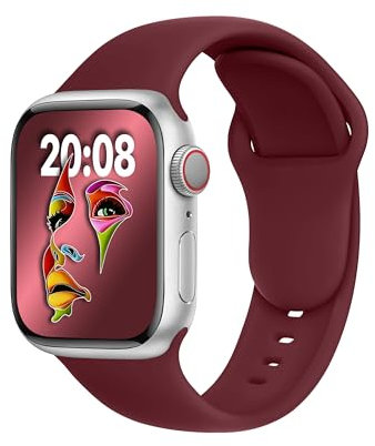 ELETTRONEO SBC1 Cinturino per Apple Watch Ultra 3 2 49mm, Serie 11 10 46mm, 9 8 7 45mm 41mm, SE 6 5 4 44mm 40mm, 3 2 1 42mm 38mm Donna Uomo Band Bracciale Sport Silicone, Rosso Bordeaux