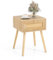 COSTWAY Nachttisch Rattan, Beistelltisch mit Schublade, Nachtkonsole, Nachtkommode, Sofatisch für Schlafzimmer, Wohnzimmer, Eiche, 40 x 40 x 55 cm