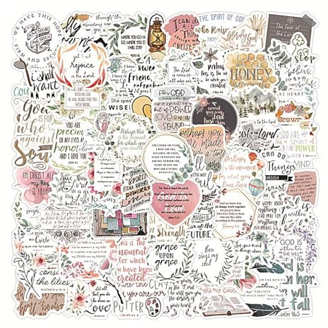 Stickers Christian | wasserdichte Computeraufkleber | inspirierende christliche Aufkleber für Wasserflaschen, Laptops, Handyhüllen, Set mit 100 Scrapbook-Aufklebern