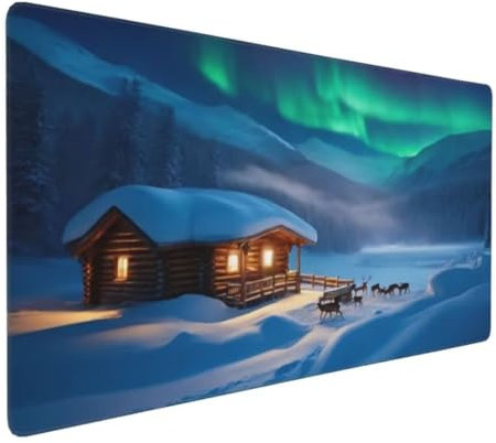 Tapis de Souris Aurora Snow, Tapis de Souris XXL Large 1500x800 mm Tapis Souris Gaming Grand, Tapis de Bureau Antidérapant Étanche, Clavier Souris Gamer Tapis Souris la Maison et Le Bureau Y-10593