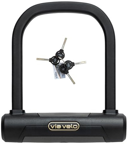 Via Velo Bike U Lock | Via Velo Elite Short U Lock 20CrMnTi Steel Anti-Theft 17mm Shackle Inside Size: 4.7 x 5.7 in Sold Secure Diamond Approval for Electric Bikes, Scooters & Folding Bikes