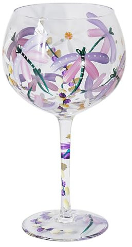 Lesser & Pavey Lynsey Johnstone Dragonflies & Daisies Gin Glass for Home, Kitchen, Restaurant & Parties | Lovely Gin Glassware for Drinks | Gift for Women, Men, Wedding & Christmas