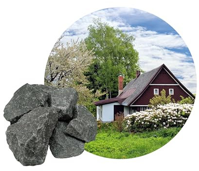 Diabas Gabionensteine 25 kg, Größe 80 mm bis 150 mm Bruchsteine Steine Dekosteine Gartenmauer Bruchstein Naturstein Robust und widerstandsfähig Frostsicher Naturprodukt, umweltfreundlich Neu