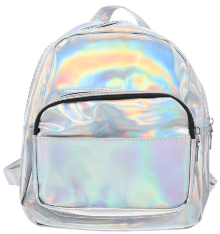 WRITWAA Cartoon Rucksack Mit Glänzender Oberfläche Diebstahlschutz Modischer Für Reisen Shopping Und Freizeit Geeignet Für Damen Und Herren Silber