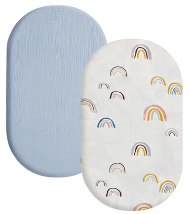 ROEOWENE 2pcs Bettlaken Spannbettlaken für Babybett Spannbettlaken Kinderwagen Musselin-Baumwolle 41x82cm Spannbetttuch für Babybett Matratzenbezug Matratzenschoner für Laufgitter Kinderbett,Reisebett