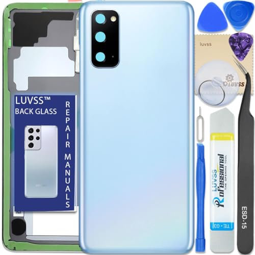 LUVSS Akkudeckel Kompatibel für Samsung Galaxy S20 Rückseite Glas Deckel Original Backcover Ersatz Reparatur Set SM-G981, SM-G980 (Blau)