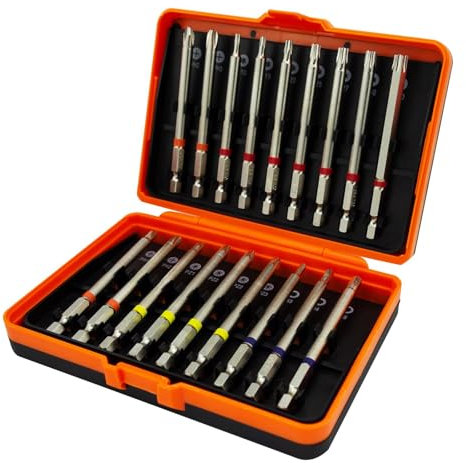 Long Screwdriver Bit Set, 18pcs 90mm CRV 1/4 Hex Shank Screwdriver Bits, T4 - T40 Magnetic Impact Driver Bits, Star Screwdriver, Impact Driver Bits with Magnetic Bit Holder