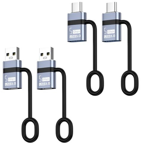 Liaoan Adattatore da USB C a USB3.0, da USB a Type-C 3.0, 4 pezzi, Thunderbolt 4/3 a USB 3.0, compatibile con i-Phone 16 Pro Max MacBook Pro Air 2023, i-Pad Mini iMac Surface e molto altro ancora