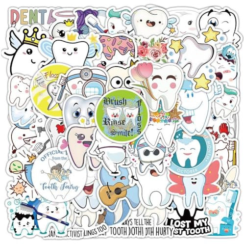 50 Stück Süße Zahn-zahnarzt-aufkleber Für Wasserflaschen, Lustiger Laptop, Gepäck, Computer, Scrapbooking, Kinder, Teenager, Mädchen, Jungen, Erwachsene, Ästhetische, Wasserfeste Aufkleber, Kleine