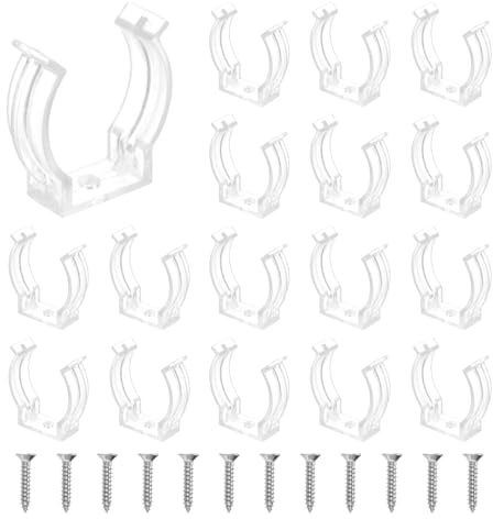 QUARKZMAN T10 U Clips Halterungshalterung Kunststoffrohrklammern mit Schrauben für LED-Lampen Deckenleuchte, klar, Packung mit 18