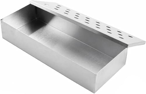 Raheem Smoker Box for BBQ Grill Wood Chips BBQ Barbecue Smoker Box Smoker Grill Accessories - Charcoal & Gas BBQ Meat Smoking with Hinged Lid - Best Grilling Accessories & Utensils Gift for Dad
