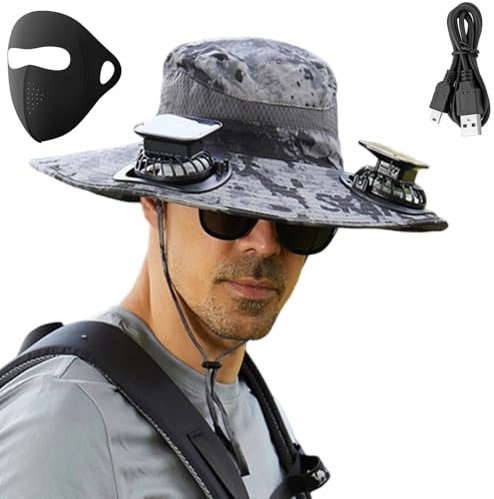 Sombreros de Pesca al Aire Libre del Ventilador Solar de ala Ancha del Ventilador Solar, Sombrero con los Ventiladores (1PC-H)