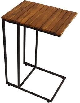 Kynast Beistelltisch Metall eckig mit Akazien Holzplatte 40 x 30 x 61 cm