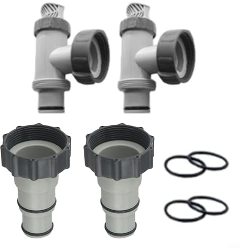 Conjunto de válvula de émbolo de piscina con adaptador de manguera para bombas de filtro Intex 1500-4000 GPH compatible con sistema de agua salada (2 juegos)