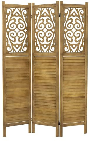 ML-Design Paravent Raumteiler 3-teilig Tokio, Natur, 170x121 cm, aus Holz, Faltbarer Raumtrenner Innen, freistehend, Umkleide Sichtschutz, Trennwand 3 Paneele, Stellwand Sichtschutzwand Schlafzimmer