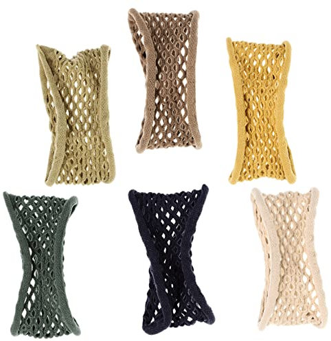 OATIPHO 6 Pièces Élastiques à Cheveux avec Bord Large Accessoires de Coiffure et Filles pour Chignons et Queue de Cheval Jaune Bleu Foncé Bleu Herbe