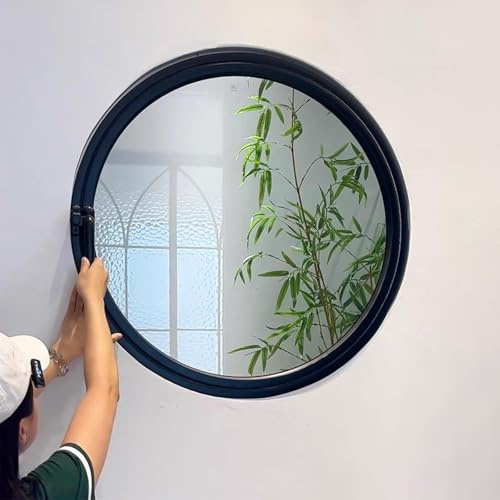 KAXLDHH Fenêtre Ronde avec poignée, hublot en Verre trempé avec Cadre en Aluminium, fenêtres de Ventilation de Remplacement pour Salle de Bain, Salon, Cuisine(Nero,100cm/39.4in)