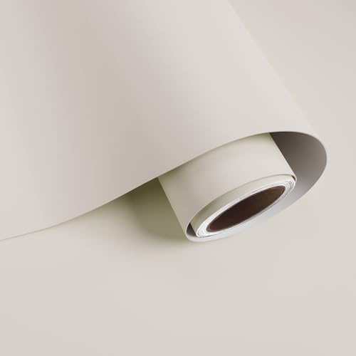 VaryPaper Matte Beige Self Adhesive Wallpaper Thicken Beige Contact Paper for Furniture 40cmx200cm Modern Wallpaper for Living Room Bedroom Shelf Liner Cupboard Sticker Kitchen Worktop Vinyl Wrap