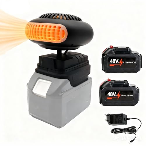 Ysislybin Auto Heizung, Mini Akku Heizlüfter Tragbarer Wiederaufladbare Auto-Windschutzscheiben-Entfroster mit 2 Akku und Batterieladegerät Auto-Windschutzscheiben-Heizung