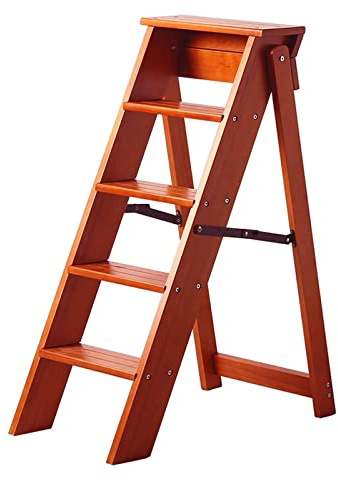 LISHEUK Taburete Plegable de 5 peldaños con Estante de Almacenamiento. Silla de Oficina con Escalera. Soporta hasta 150 kg.