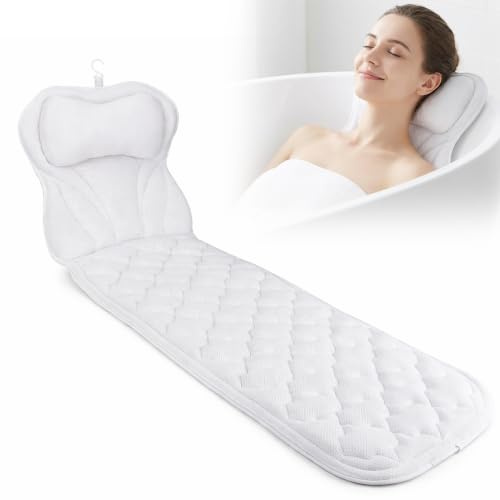YOZAIUUI Full Body Bath Pillow Mat - Non-slip 5D Air Mesh Cushion | Ergonomic Bathing Support Cushion with 16 Suction Cups For Home Spa Relaxation Fits All Tubs